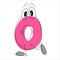 Cartoon number zero, funny numbers for children`s design, visual material cartoon numbers with eyes of character