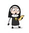 Cartoon Nun Reading Notes and Announcing Vector