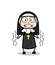 Cartoon Nun Trembling in Fear Vector