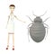 Cartoon nurse with bedbug