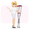 Cartoon nurse with crutch