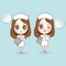 Cartoon nurse in white dress cute. have a smile orthodontics blu