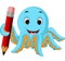 Cartoon octopus holding pencil
