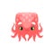 Cartoon octopus kawaii square animal face, kraken
