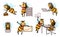 Cartoon office bees. Busy bee mascot for customer service or support. Honey bee with laptop computer vector illustration