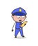 Cartoon Officer Announcing Rules Vector Concept