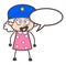 Cartoon Officer Granny Giving an Order Vector Illustration