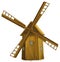 cartoon old farm wooden windmill isolated illustration for children