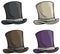 Cartoon old gentleman top hat vector icon set