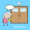 Cartoon Old Lady Become Sad after Watching Medical Report Vector Concept