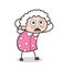 Cartoon Old Lady with Flushed Face Vector Illustration