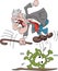 Cartoon old man beating corona virus vector illustration