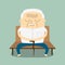 Cartoon Old man sitting on bench