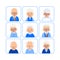 Cartoon old people avatars. Symbols senior people. Icons happy pensioner. Faces caucasian men and women. Illustration of people