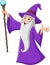 Cartoon old wizard holding magic stick