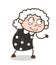 Cartoon Old Woman Ready to Run Vector Illustration