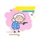 Cartoon Old Woman Showing Gun for Defense Vector Illustration