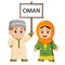 Cartoon oman couple wearing traditional costumes
