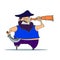 Cartoon one-legged Pirate with Spyglass. Vector