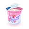 Cartoon open container with fruit yogurt