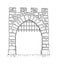 Cartoon of Open Stone Medieval Decision Gate with Iron Bars