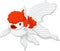 Cartoon oranda goldfish on a white background