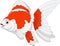 Cartoon oranda goldfish on a white background