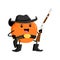 Cartoon orange fruit cowboy, sheriff or ranger