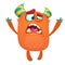 Cartoon orange monster. Monster troll illustration with surprised expression.