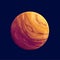 Cartoon orange space planet, fantasy galaxy game