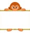 Cartoon orangutan cub holding a blank sheet of paper