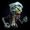 Cartoon Origami Zombie: Cubist 3d Image With Exaggerated Expressions
