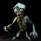 Cartoon Origami Zombie: Playful 2d Game Art With Grotesque And Shiny Eyes