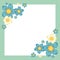 Cartoon ornate daisy flower copy space square frame