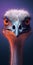 Cartoon Ostrich With Orange Eyes - Ultraviolet Photography Style