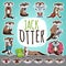 Cartoon Otter Character. Emoticon Stickers