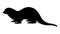 Cartoon otter, vector illustration,  black silhouette,profile