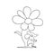 Cartoon outline mouse and daisy for coloring book