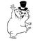 Cartoon outlined groundhog on his day with mayor hat. Vector illustration with cute marmot waving. Happy Groundhog Day line art