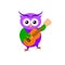 Cartoon owl guitarist isolated on white backround.