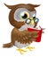 Cartoon Owl Reading a Book