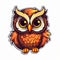 Cartoon Owl Sticker In Dark Orange And Amber Style