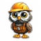 A cartoon owl wearing a hard hat.