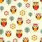 Cartoon owls seamless pattern