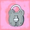 Cartoon padlock illustration , vector icon.