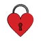 Cartoon padlock shaped heart loved