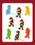 Cartoon page with different firemen at work game with shapes