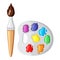 Cartoon paintbrush and palette of paints