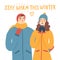 Cartoon pair in winter clothes illustration