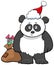 Cartoon panda animal character with gift on Christmas time